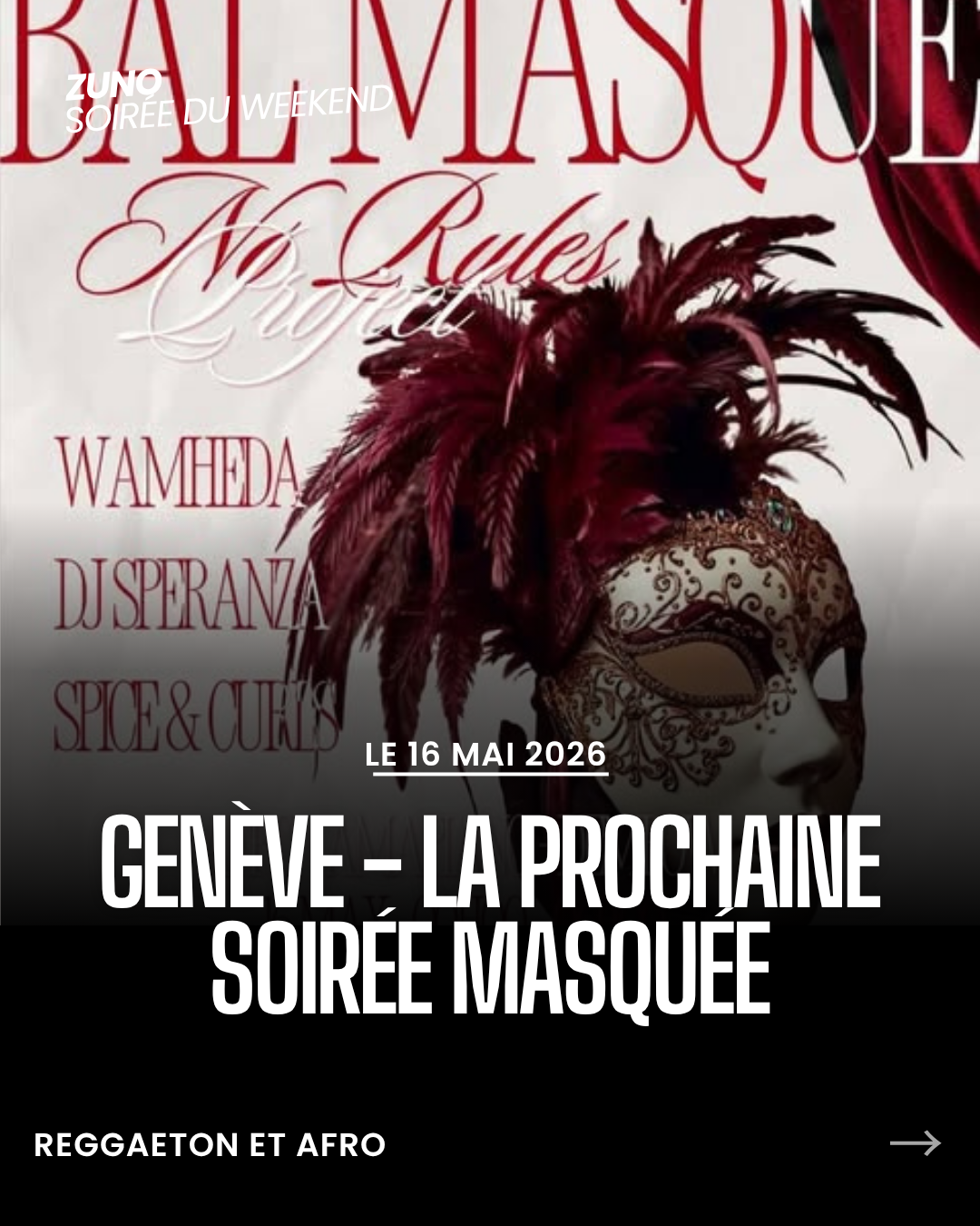 Bal masqué à Genève : la soirée afro-reggaeton du 16 mai