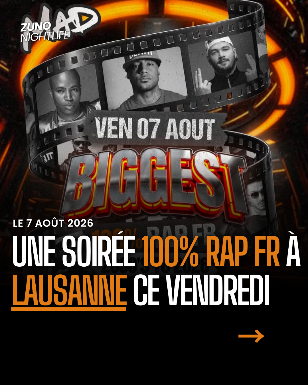 Soirée 100% Rap FR à Lausanne | 7 août 2026